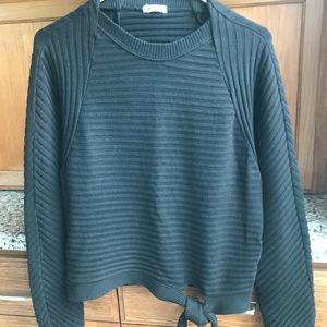 LAMade Black Ribbed Cotton Sweater with Waist Tie - Size M